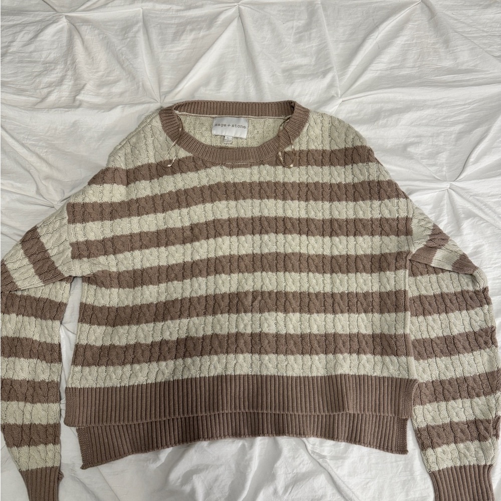 Brown and Cream Striped Sweater